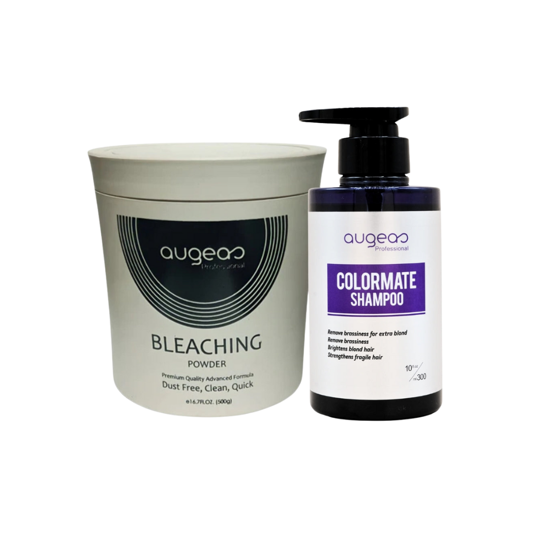 Augeas Perfect Bleaching Deal - Bleach Powder 500g with Colormate Purple Shampoo 300ml