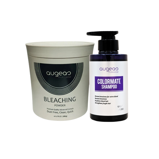 Augeas Perfect Bleaching Deal - Bleach Powder 500g with Colormate Purple Shampoo 300ml