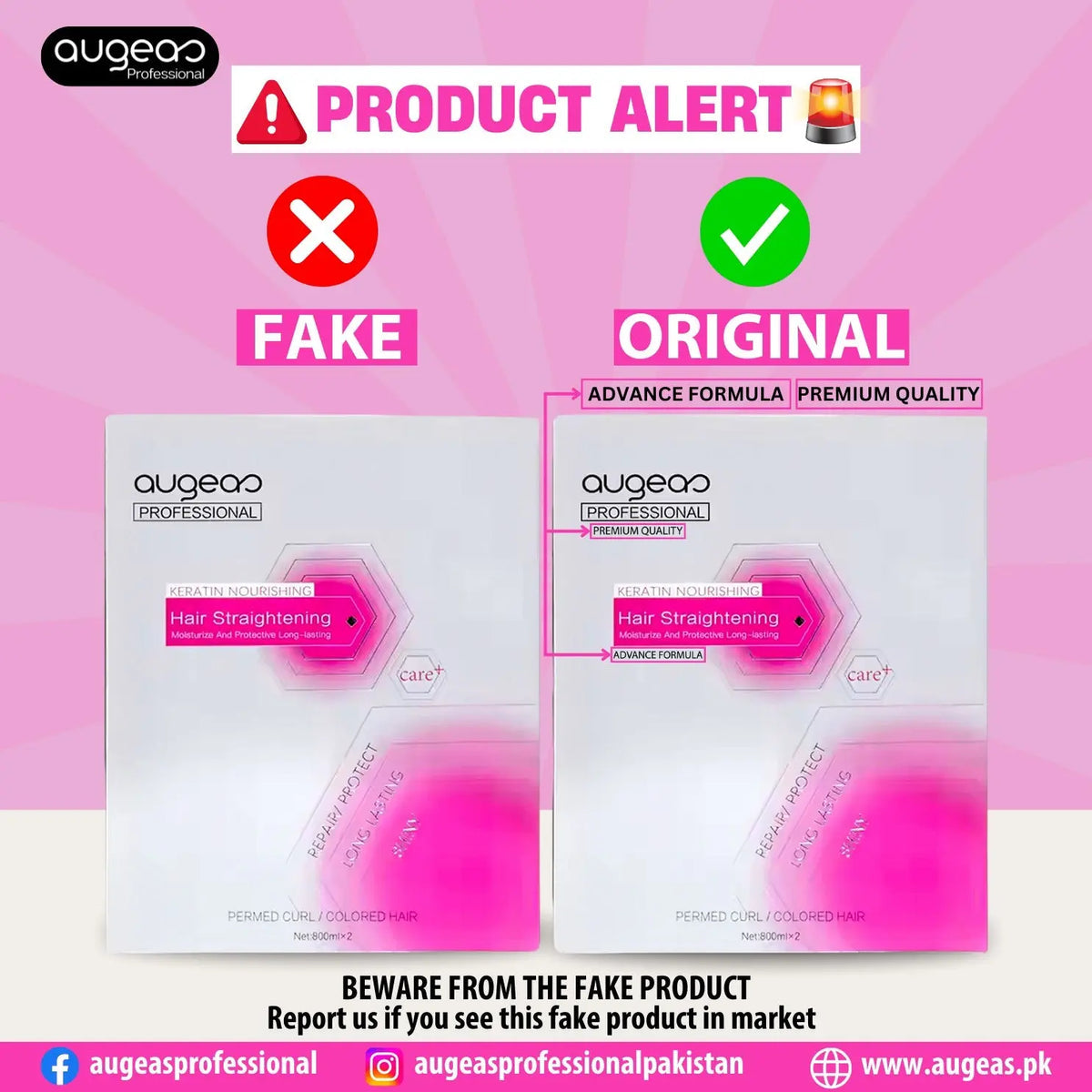 Augeas Pink Rebonding Kit 800ml packaging